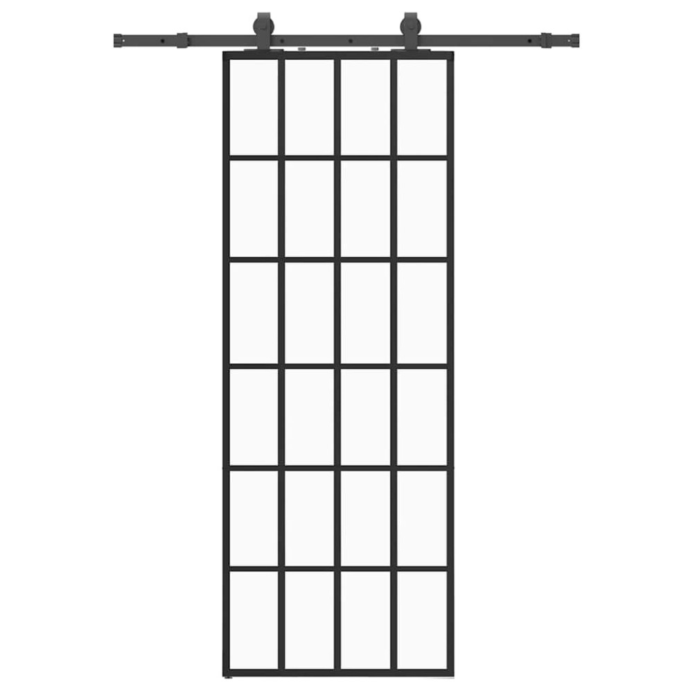 vidaXL Ușă glisantă cu set de feronerie neagră 76x205 cm Sticlă ESG