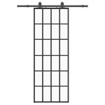 vidaXL Ușă glisantă cu set de feronerie neagră 76x205 cm Sticlă ESG vidaXL Ușă glisantă cu set de feronerie neagră 76x205 cm Sticlă ESG
