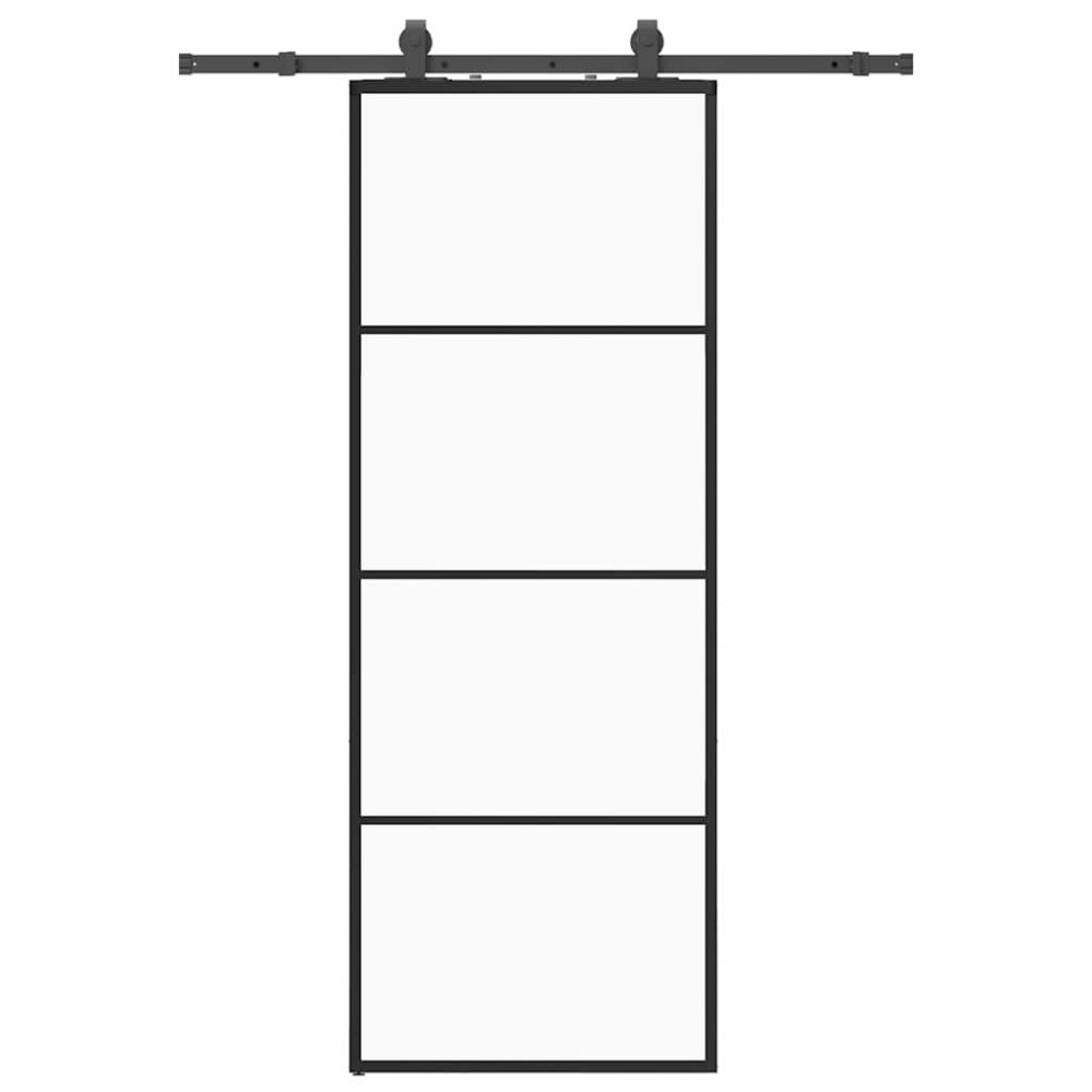 vidaXL Ușă glisantă cu set de feronerie neagră 76x205 cm Sticlă ESG