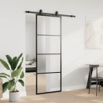 vidaXL Ușă glisantă cu set de feronerie neagră 76x205 cm Sticlă ESG vidaXL Ușă glisantă cu set de feronerie neagră 76x205 cm Sticlă ESG