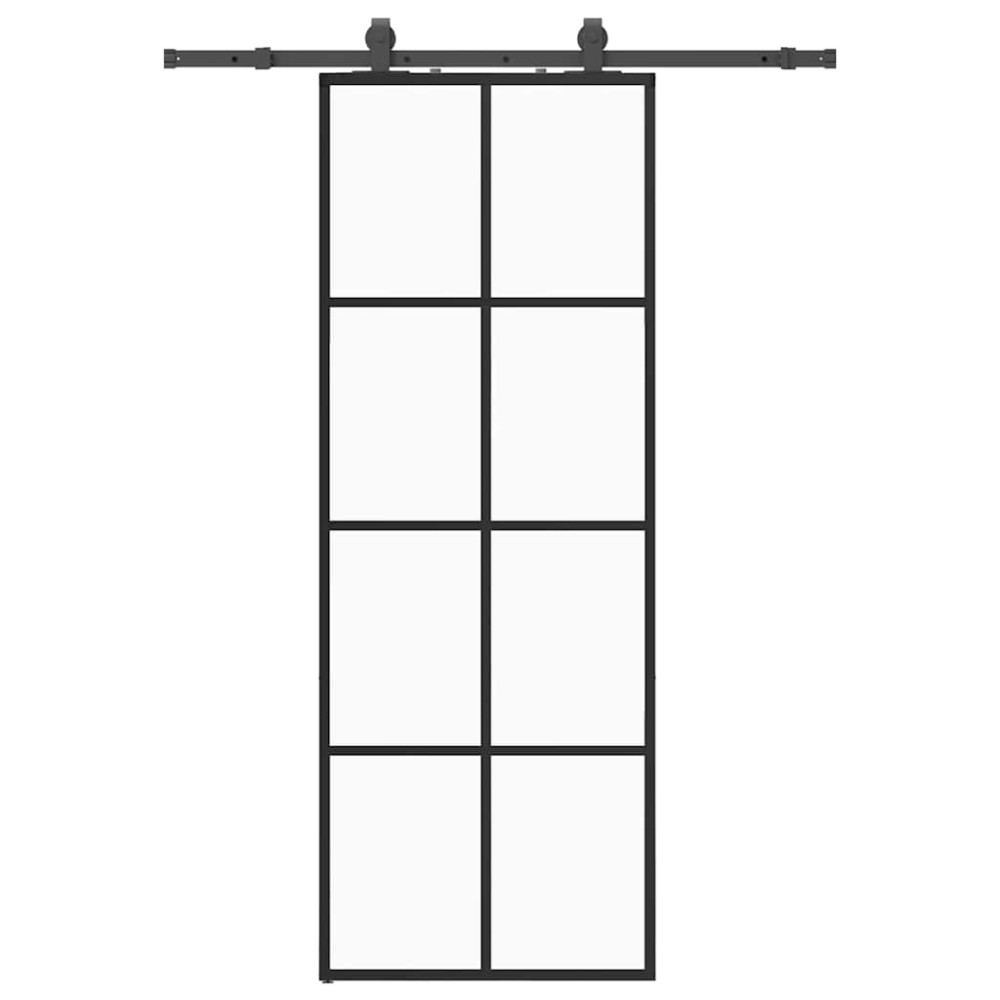 vidaXL Ușă glisantă cu set de feronerie neagră 76x205 cm Sticlă ESG