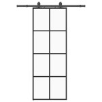 vidaXL Ușă glisantă cu set de feronerie neagră 76x205 cm Sticlă ESG vidaXL Ușă glisantă cu set de feronerie neagră 76x205 cm Sticlă ESG