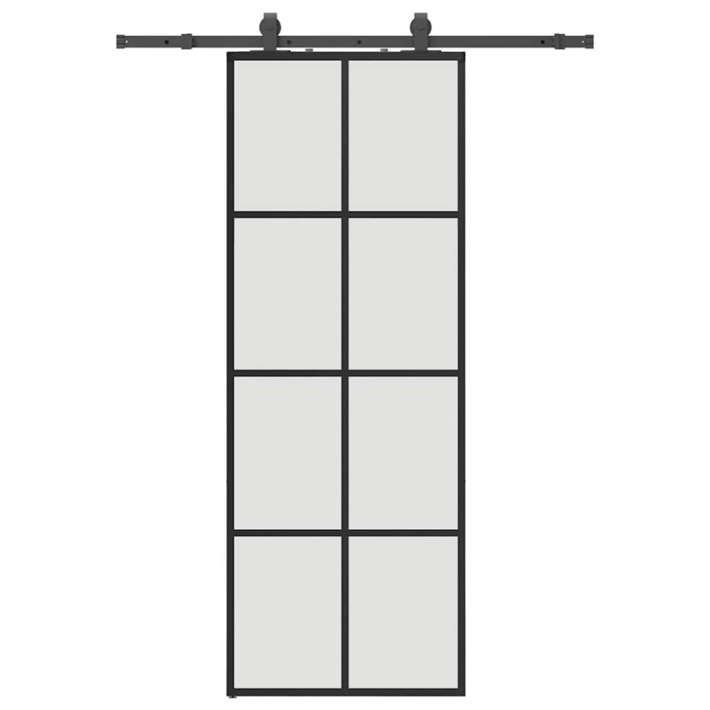 vidaXL Ușă glisantă cu set de feronerie neagră 76x205 cm Sticlă ESG