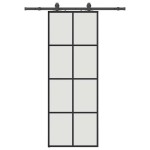 vidaXL Ușă glisantă cu set de feronerie neagră 76x205 cm Sticlă ESG vidaXL Ușă glisantă cu set de feronerie neagră 76x205 cm Sticlă ESG