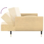 vidaXL Canapea extensibilă cu 2 locuri, 2 perne, crem, catifea vidaXL Canapea extensibilă cu 2 locuri, 2 perne, crem, catifea