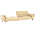 vidaXL Canapea extensibilă cu 2 locuri, 2 perne, crem, catifea vidaXL Canapea extensibilă cu 2 locuri, 2 perne, crem, catifea