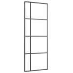 vidaXL Ușă glisantă cu set de feronerie neagră 76x205 cm Sticlă ESG vidaXL Ușă glisantă cu set de feronerie neagră 76x205 cm Sticlă ESG