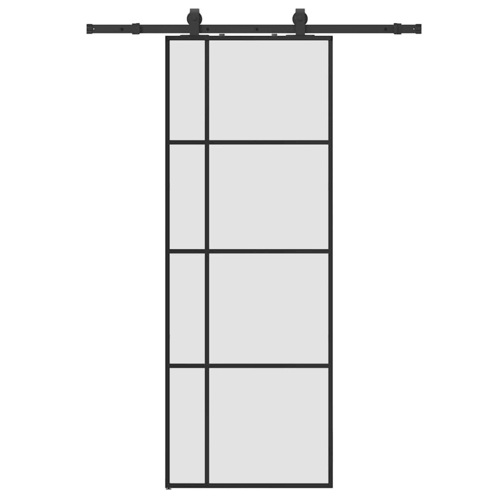 vidaXL Ușă glisantă cu set de feronerie neagră 76x205 cm Sticlă ESG