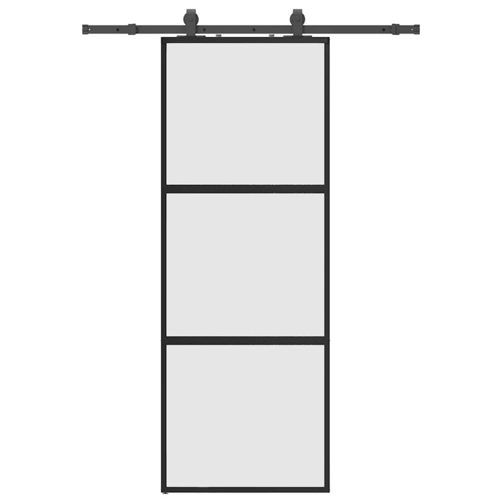 vidaXL Ușă glisantă cu set feronerie neagră 76x205cm sticlă securizată