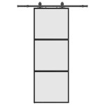 vidaXL Ușă glisantă cu set feronerie neagră 76x205cm sticlă securizată