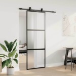 vidaXL Ușă glisantă cu set feronerie neagră 76x205cm sticlă securizată