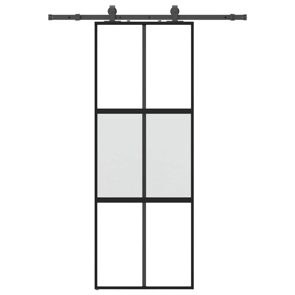 vidaXL Ușă glisantă cu set feronerie neagră 76x205cm sticlă securizată