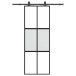 vidaXL Ușă glisantă cu set feronerie neagră 76x205cm sticlă securizată vidaXL Ușă glisantă cu set feronerie neagră 76x205cm sticlă securizată