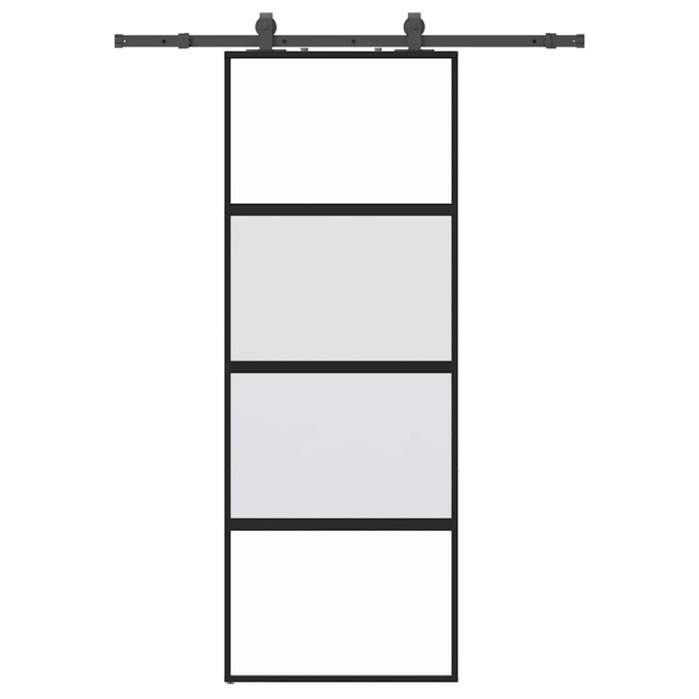 vidaXL Ușă glisantă cu set feronerie neagră 76x205cm sticlă securizată