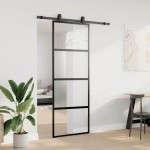 vidaXL Ușă glisantă cu set feronerie neagră 76x205cm sticlă securizată