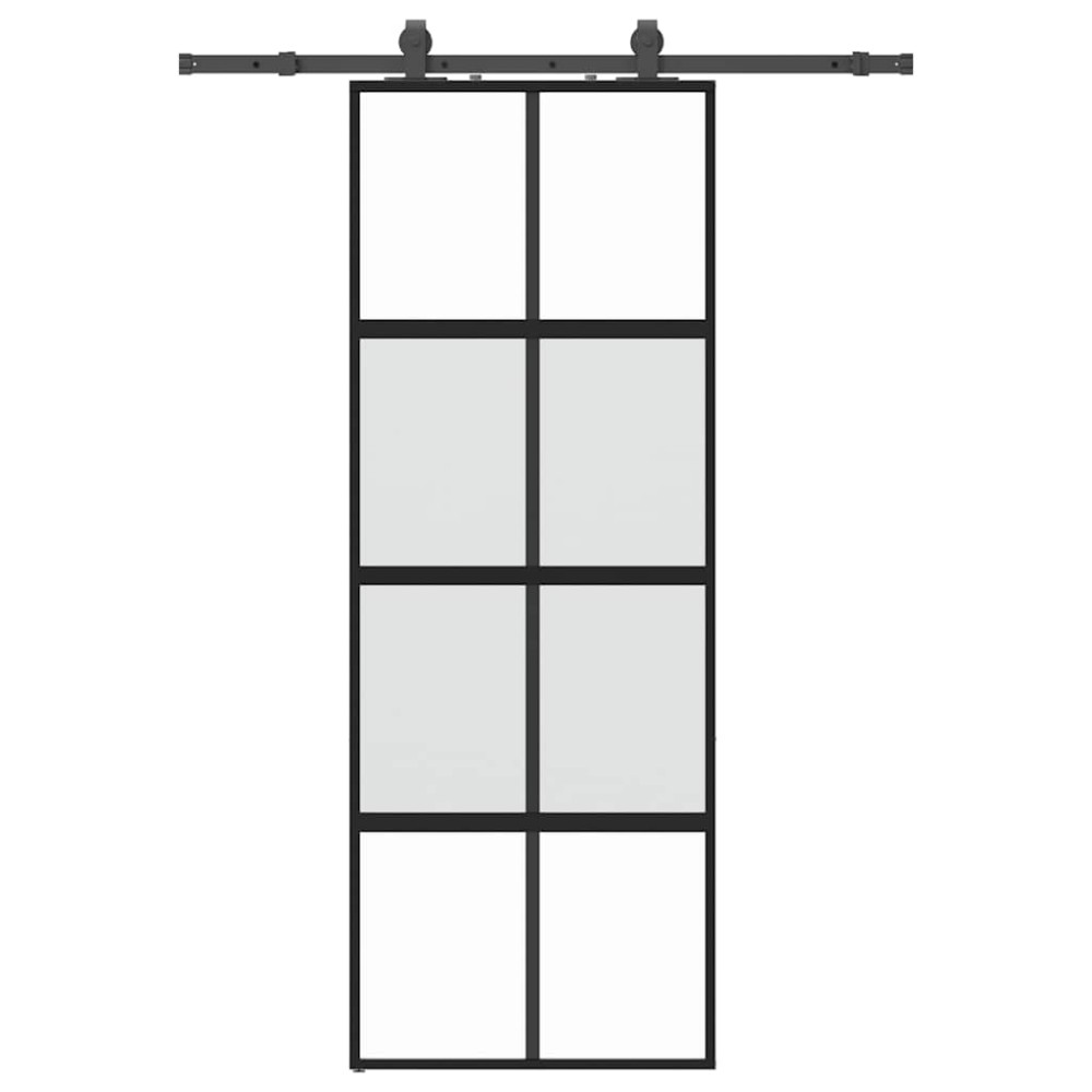 vidaXL Ușă glisantă cu set feronerie neagră 76x205cm sticlă securizată