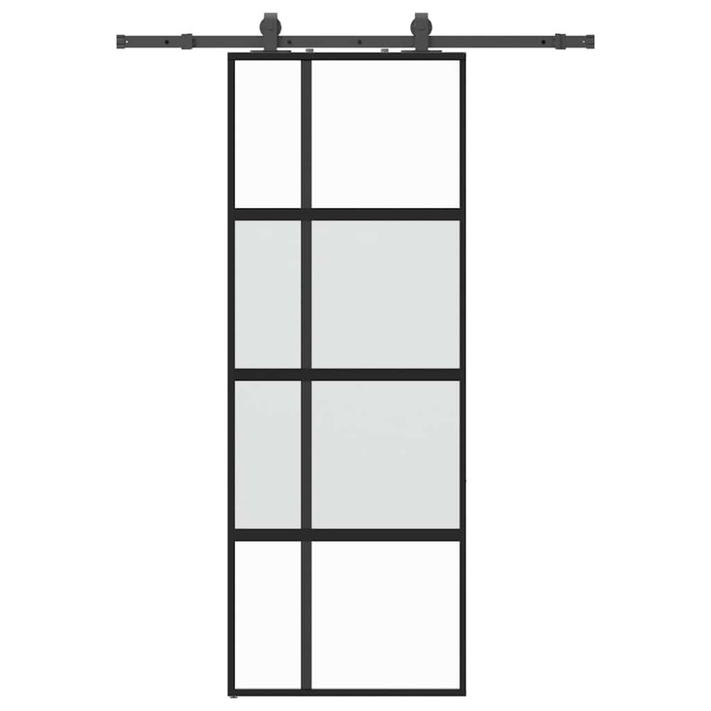 vidaXL Ușă glisantă cu set feronerie neagră 76x205cm sticlă securizată