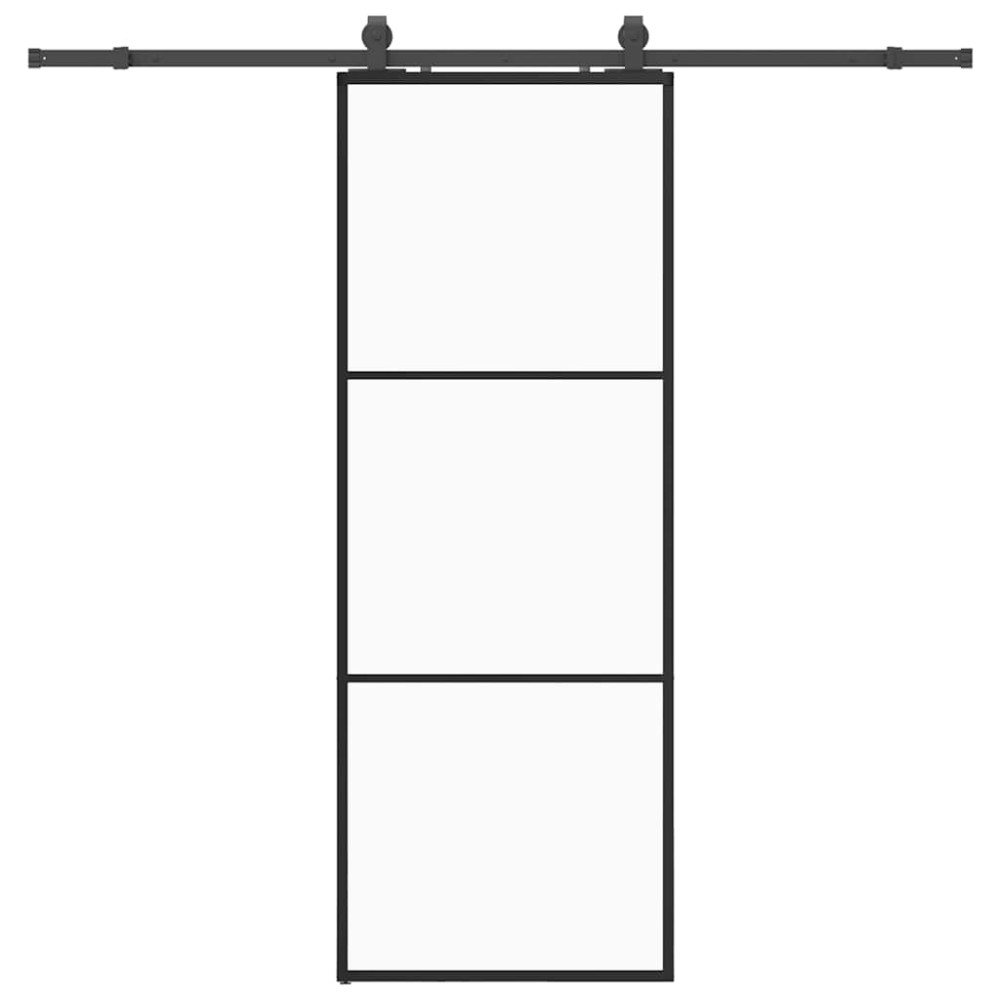 vidaXL Ușă glisantă cu set de feronerie neagră 76x205 cm Sticlă ESG