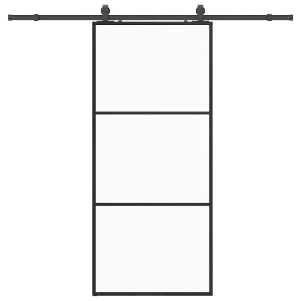 vidaXL Ușă glisantă cu set de feronerie neagră 90x205 cm Sticlă ESG