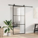 vidaXL Ușă glisantă cu set de feronerie neagră 102x205 cm Sticlă ESG vidaXL Ușă glisantă cu set de feronerie neagră 102x205 cm Sticlă ESG