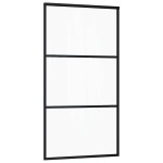 vidaXL Ușă glisantă cu set de feronerie neagră 102x205 cm Sticlă ESG vidaXL Ușă glisantă cu set de feronerie neagră 102x205 cm Sticlă ESG