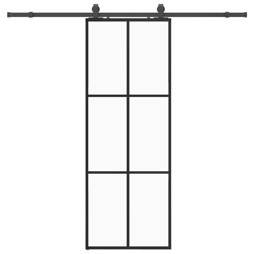 vidaXL Ușă glisantă cu set de feronerie neagră 76x205 cm Sticlă ESG