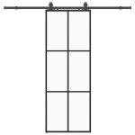 vidaXL Ușă glisantă cu set de feronerie neagră 76x205 cm Sticlă ESG vidaXL Ușă glisantă cu set de feronerie neagră 76x205 cm Sticlă ESG