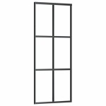vidaXL Ușă glisantă cu set de feronerie neagră 76x205 cm Sticlă ESG vidaXL Ușă glisantă cu set de feronerie neagră 76x205 cm Sticlă ESG