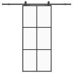 vidaXL Ușă glisantă cu set de feronerie neagră 90x205 cm Sticlă ESG