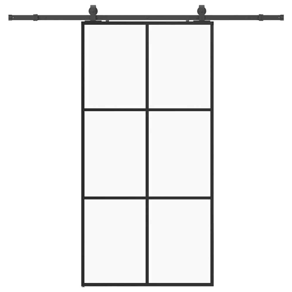 vidaXL Ușă glisantă cu set de feronerie neagră 102x205 cm Sticlă ESG