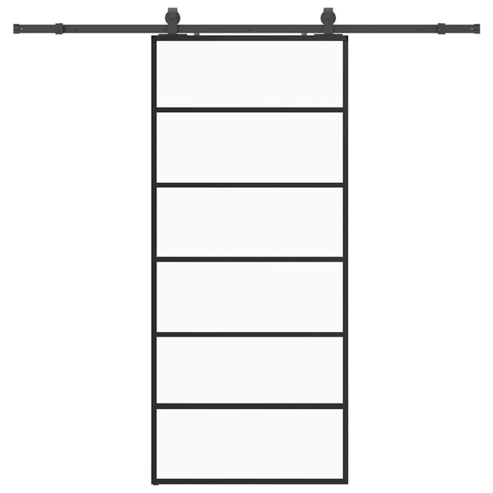 vidaXL Ușă glisantă cu set de feronerie neagră 90x205 cm Sticlă ESG