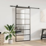 vidaXL Ușă glisantă cu set de feronerie neagră 102x205 cm Sticlă ESG vidaXL Ușă glisantă cu set de feronerie neagră 102x205 cm Sticlă ESG