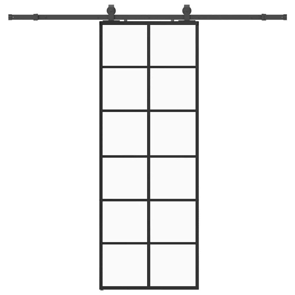 vidaXL Ușă glisantă cu set de feronerie neagră 76x205 cm Sticlă ESG