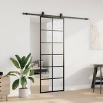 vidaXL Ușă glisantă cu set de feronerie neagră 76x205 cm Sticlă ESG