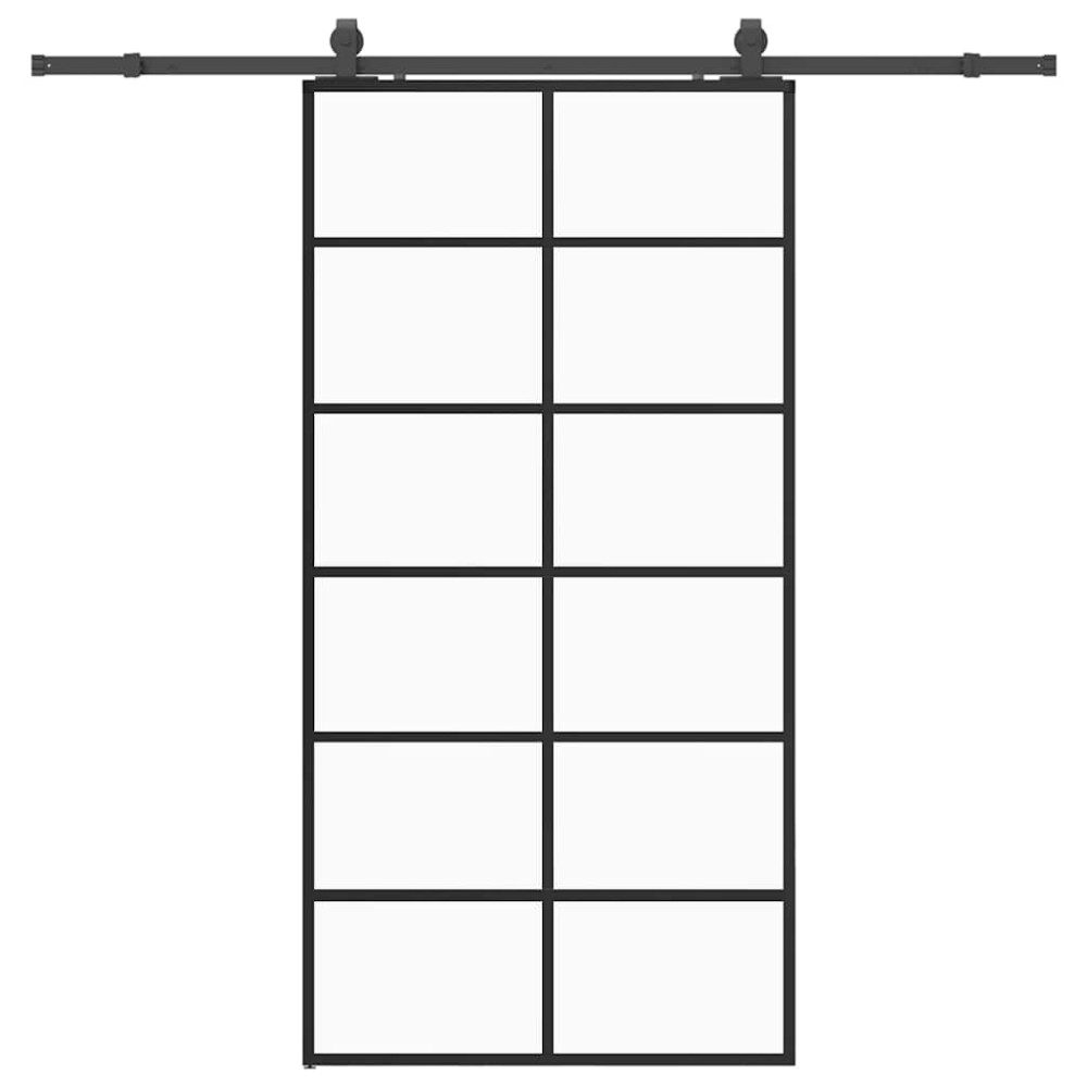 vidaXL Ușă glisantă cu set de feronerie neagră 102x205 cm Sticlă ESG