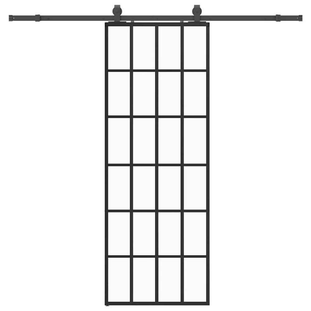 vidaXL Ușă glisantă cu set de feronerie neagră 76x205 cm Sticlă ESG