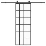 vidaXL Ușă glisantă cu set de feronerie neagră 76x205 cm Sticlă ESG vidaXL Ușă glisantă cu set de feronerie neagră 76x205 cm Sticlă ESG