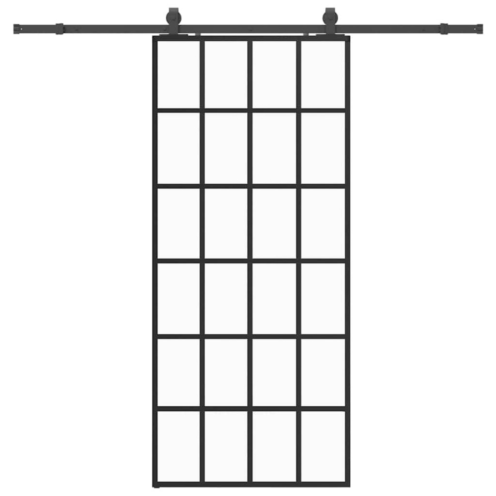 vidaXL Ușă glisantă cu set de feronerie neagră 90x205 cm Sticlă ESG