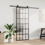 vidaXL Ușă glisantă cu set de feronerie neagră 90x205 cm Sticlă ESG
