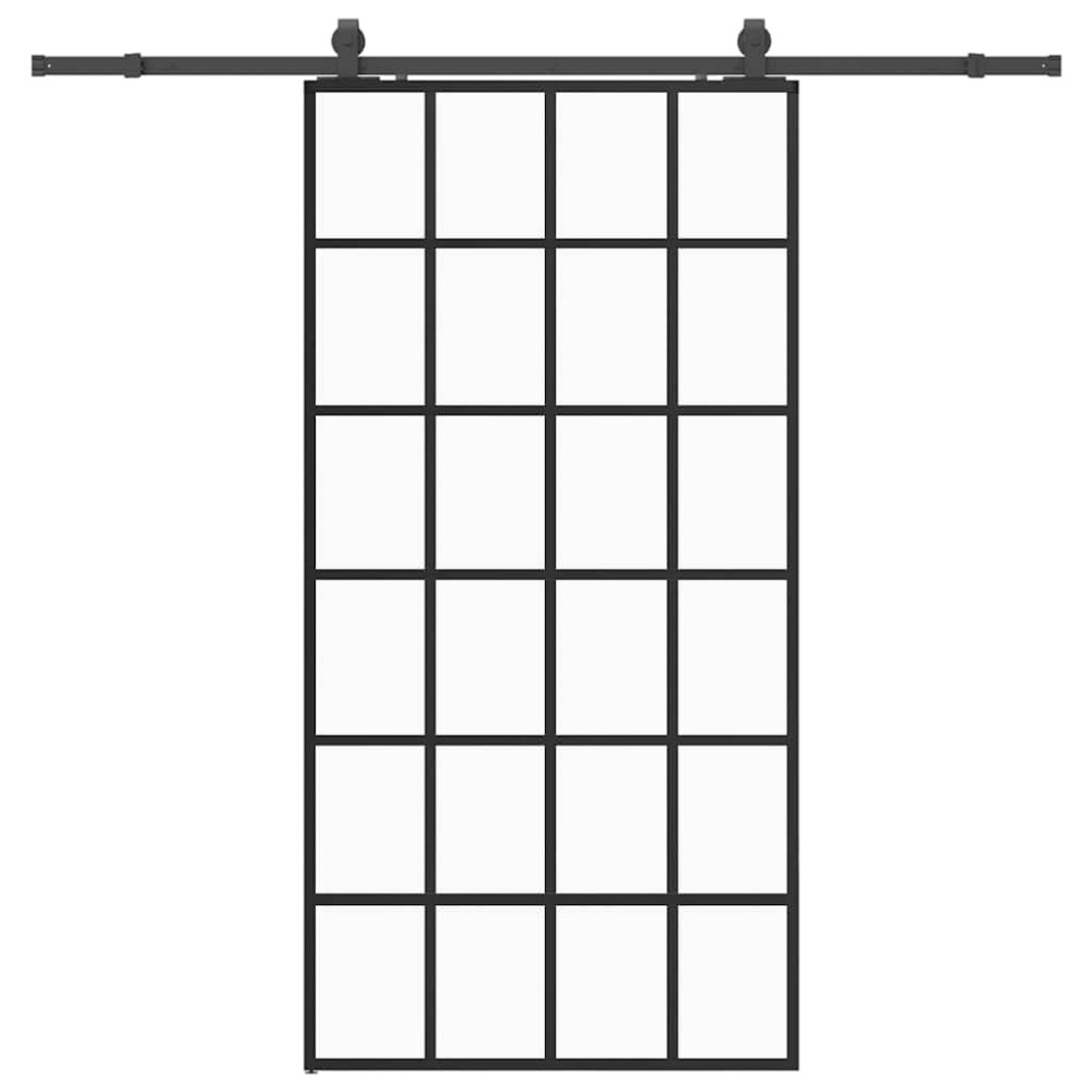 vidaXL Ușă glisantă cu set de feronerie neagră 102x205 cm Sticlă ESG