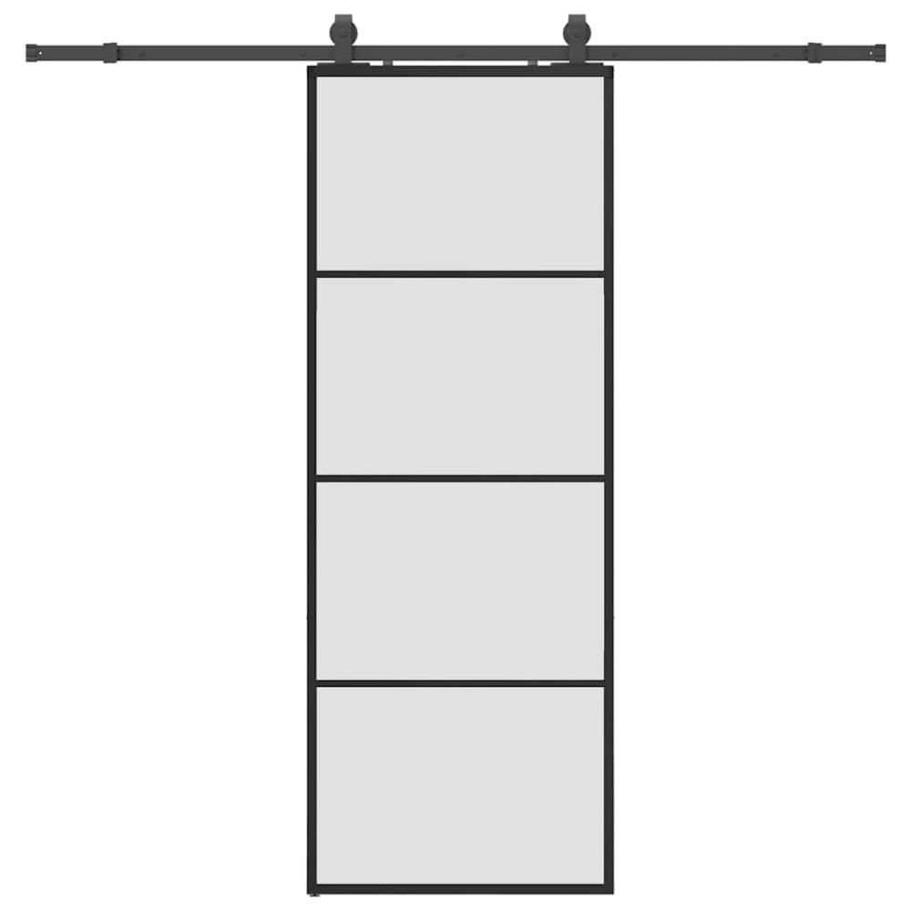 vidaXL Ușă glisantă cu set de feronerie neagră 76x205 cm Sticlă ESG