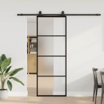 vidaXL Ușă glisantă cu set de feronerie neagră 76x205 cm Sticlă ESG vidaXL Ușă glisantă cu set de feronerie neagră 76x205 cm Sticlă ESG