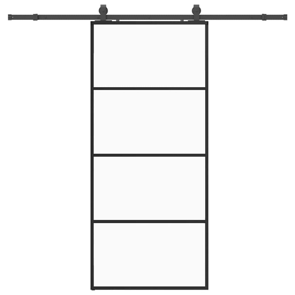 vidaXL Ușă glisantă cu set de feronerie neagră 90x205 cm Sticlă ESG