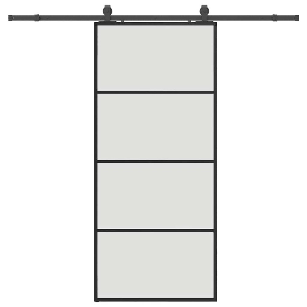 vidaXL Ușă glisantă cu set de feronerie neagră 90x205 cm Sticlă ESG