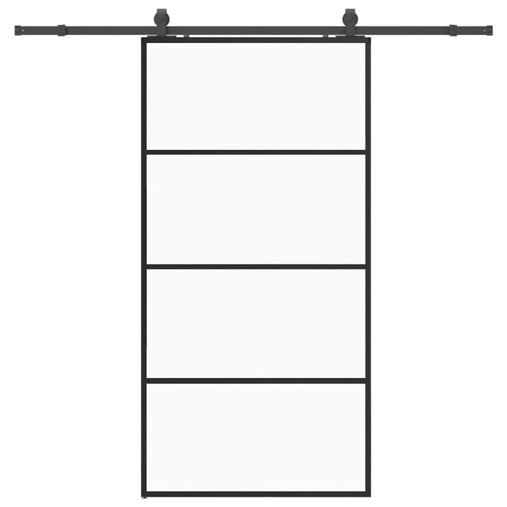 vidaXL Ușă glisantă cu set de feronerie neagră 102,5x205 cm Sticlă ESG