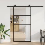 vidaXL Ușă glisantă cu set de feronerie neagră 102,5x205 cm Sticlă ESG vidaXL Ușă glisantă cu set de feronerie neagră 102,5x205 cm Sticlă ESG