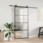 vidaXL Ușă glisantă cu set de feronerie neagră 102,5x205 cm Sticlă ESG vidaXL Ușă glisantă cu set de feronerie neagră 102,5x205 cm Sticlă ESG