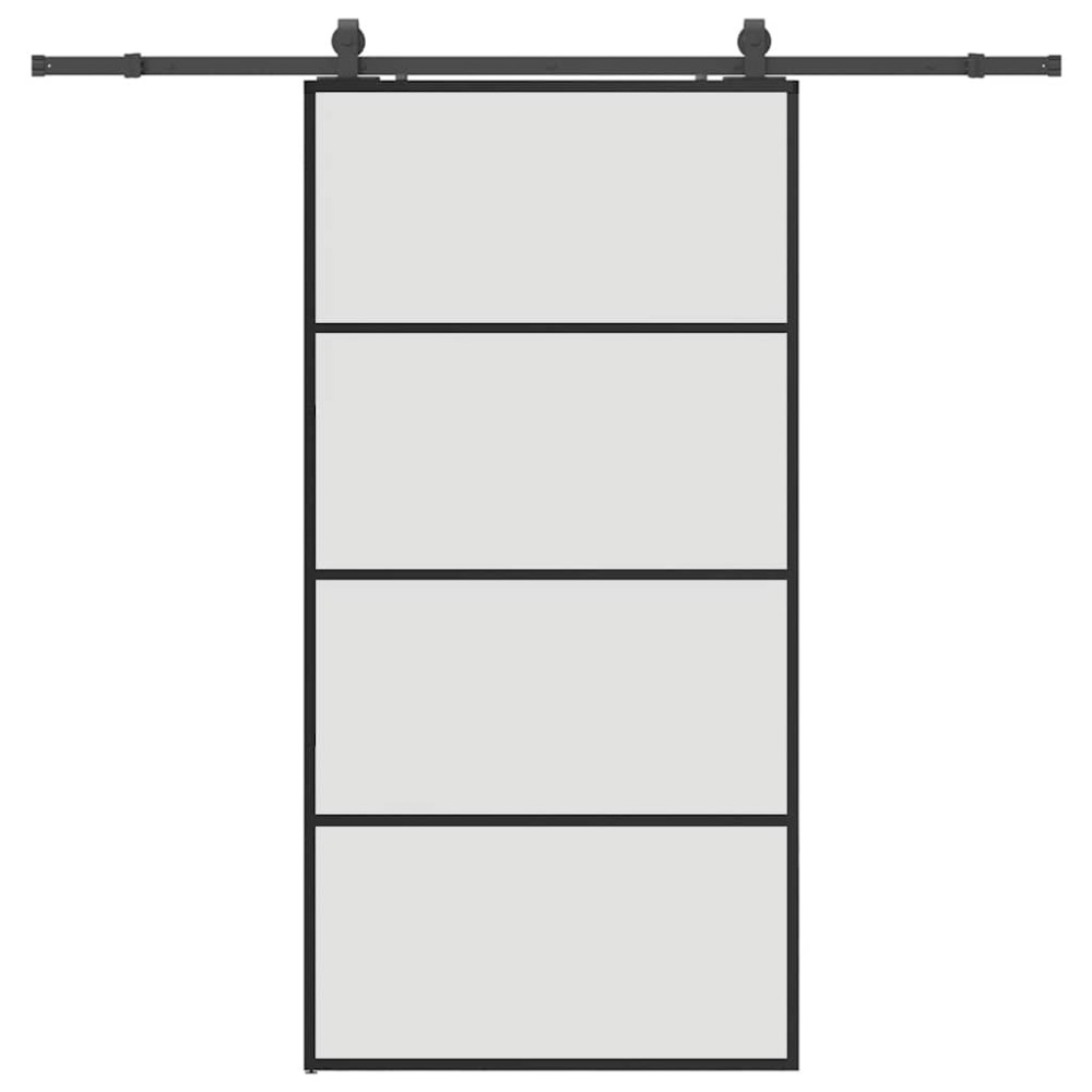 vidaXL Ușă glisantă cu set de feronerie neagră 102,5x205 cm Sticlă ESG