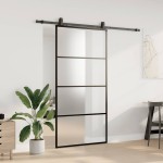 vidaXL Ușă glisantă cu set de feronerie neagră 102,5x205 cm Sticlă ESG vidaXL Ușă glisantă cu set de feronerie neagră 102,5x205 cm Sticlă ESG
