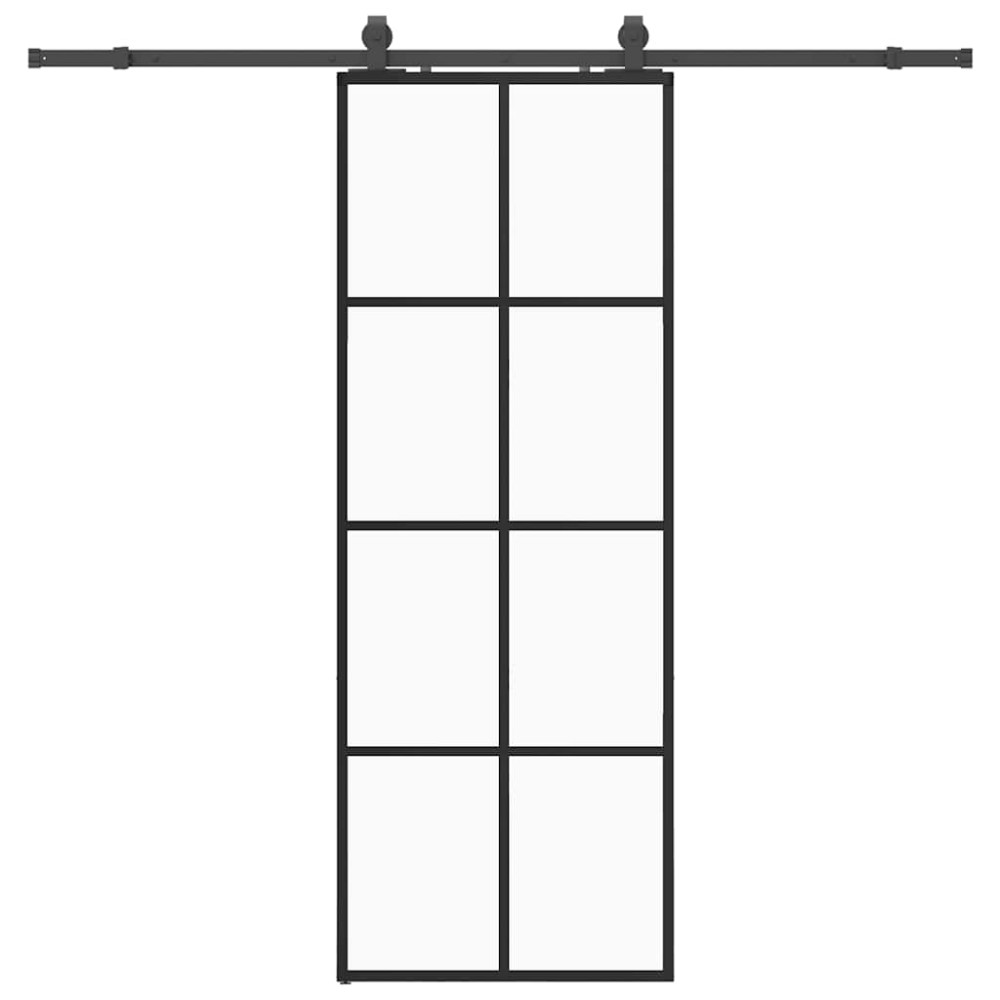 vidaXL Ușă glisantă cu set de feronerie neagră 76x205 cm Sticlă ESG